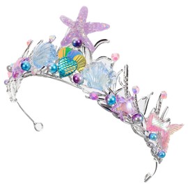 OATIPHO Mermaid Crown Headband Hair Hoop Merm aidCostume Tiara Headband Headpiece Seashell Hair Accessories for Women Girls Birthday Party Decoration