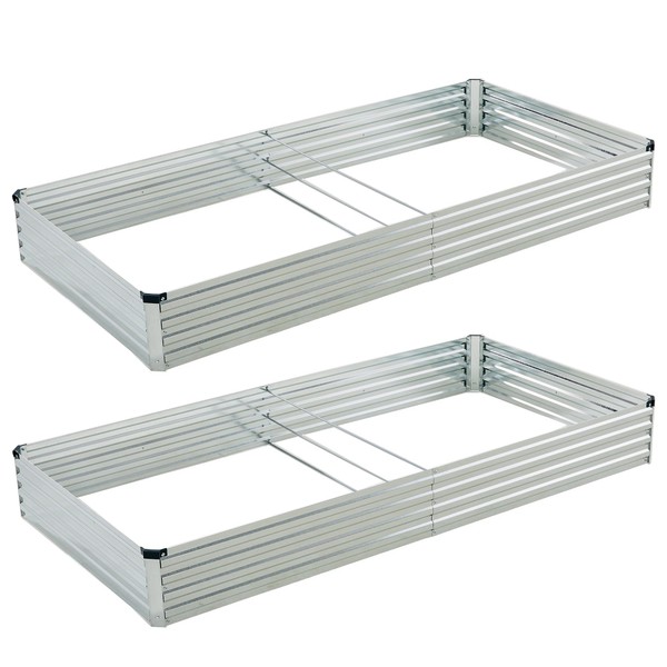 Foxlang Foxlang 8x4x1ft(2 Pack) Galvanized Raised Garden Bed,Outdoor Planter Box