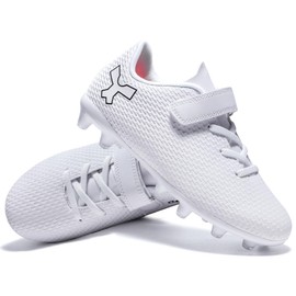 ZGWULZNGL Kids Soccer Shoes Professional Soccer Cleats Girls Soccer Cleats Shoes for Boys Training Firm Ground,White