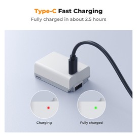 K&F Concept EN-EL25 Battery USB-C EN-EL25a Battery 1250mAh Compatible with Nikon Z50, Z30, Z fc Camera MH-32 Charger