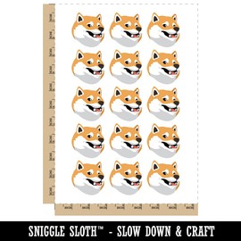 Side Eye Shiba Inu Smiling Dog Temporary Tattoo Water Resistant Fake Body Art Set Collection - 15 2" Tattoos (1 Sheet)