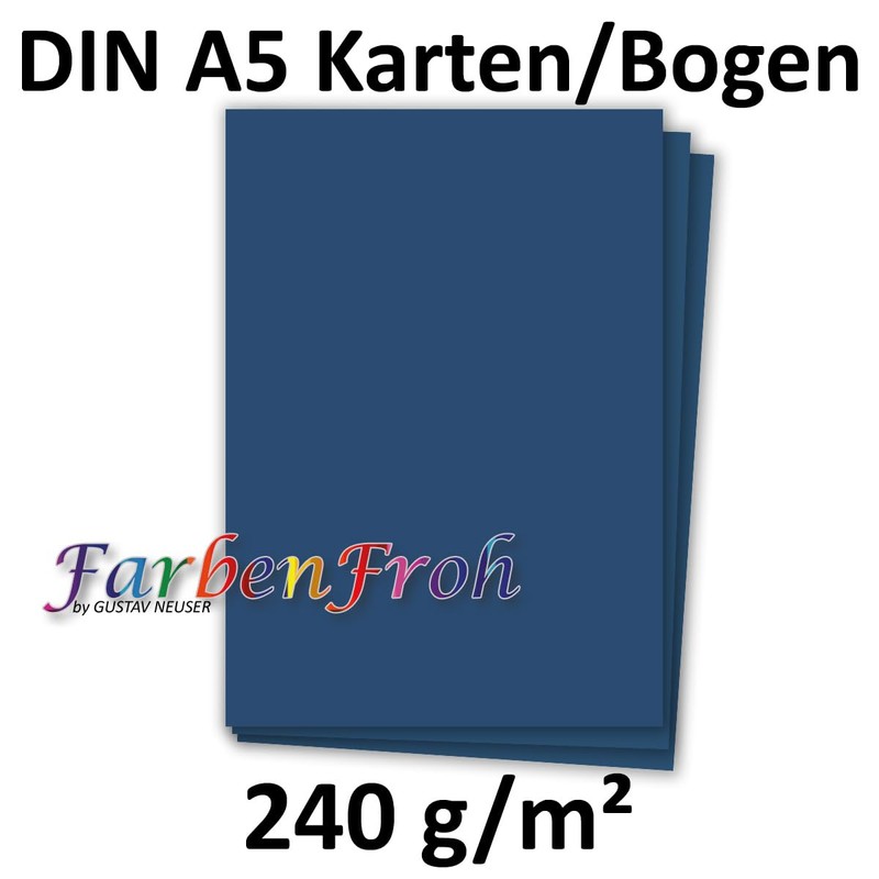 50 DIN A5 Single Cards Paper Sheets – Dark Blue
