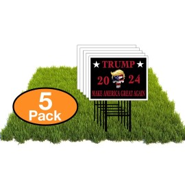 Work House Signs Eco PUNISHER TRUMP 2024 AMERICA GREAT AGAIN 12x16 in Yard Road Sign w/Stand - One Double Sided