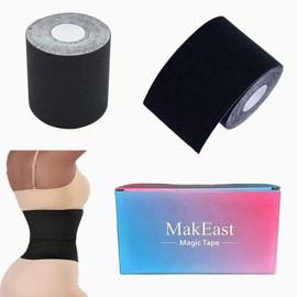 MakEast Extra Wide Kaotic Magic Tape for Stomach, Belly Tape, Stomach Tape for Belly Fat, Body Stomach Compression Tape, 3 inch x 5.5 Yards 2 Rolls Black