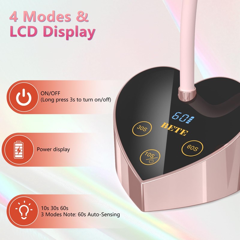 BETE Mini UV Nail Lamp Flash Cure Gel Nail Polish,