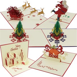 Pack of 6 3D Pop Up Deluxe Christmas Cards, Luxury Seasonal Greeting Cards for Your Special Family and Friends-Bundle A