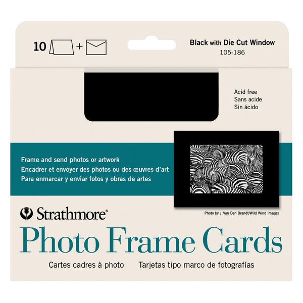 Strathmore 105-186-1 Photo Frame Cards, 10 Cards & Envelopes, Black, 10 Cards & Envelopes