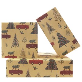 Christmas Wrapping Paper for Kids Boys Girls Red Truck Car and Tree Wrapping Paper 4 Sheets 50x70cm Christmas Paper for New Year Christmas Winter Holiday