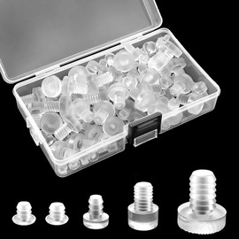 Glass Table Top Bumpers with Stem 5 Size Clear Rubber Anti Slip Pads Non Adhesive Glass Table Rubber Grippers for Furniture Cabinet Door(75 Pieces)
