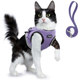 Supet Cat Harness and Leash Set - Soft Mesh Adjustable Cat Vest Harness with Reflective Strap for Walking Cat and Puppy Rabbit