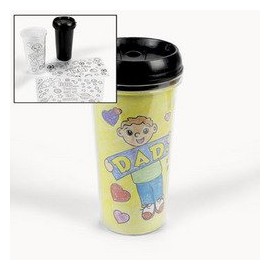 Fun Express 6 Pieces Color Your Own Dad Artist Travel Mugs, BPA Free Plastic, Crafts for Kids and Fun Home Activities