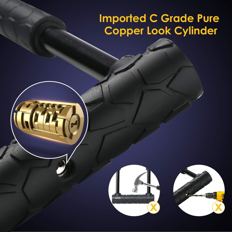 Bike U Lock,Heavy Duty Combination Bicycle u Lock Shackle 4ft