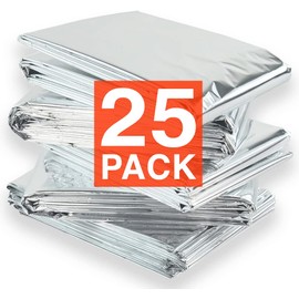 Altland 25 Pack of Emergency Blankets - Individually Packaged Silver Mylar Blankets