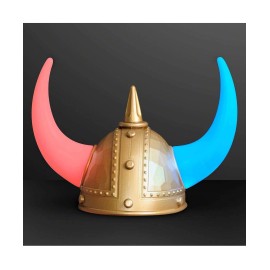 HaT 2pk LIGHT UP LED Medieval GOLD Viking Helmet with Horns Adult  Plastic Blue RED