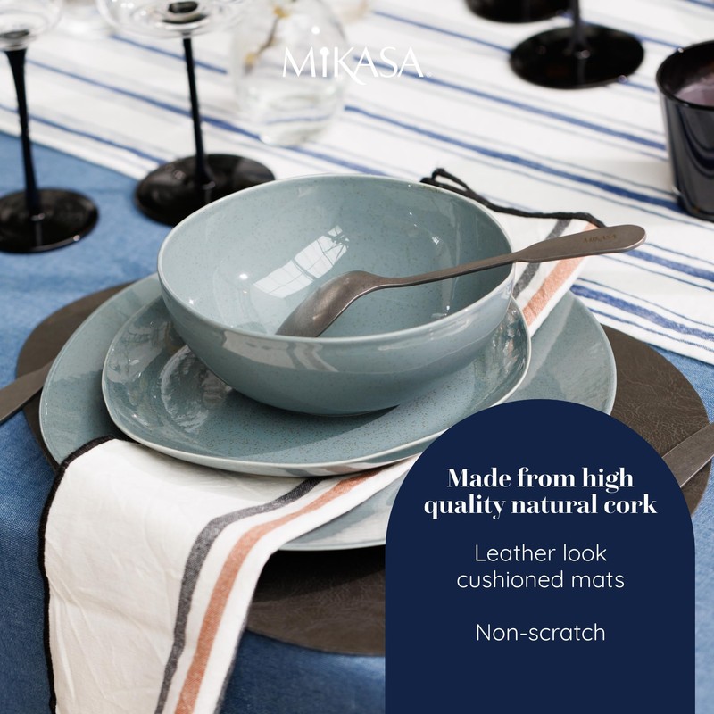 Mikasa 4pc PU Pebble Placemats, Slate Grey, 38cm x 30cm,