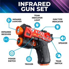 Toysery Infrared Tag with 2 Toy Shooters and Vest Set. A Shooting Battle Family Group Activity for Indoor or Outdoor use. Kids Ages 3 and above