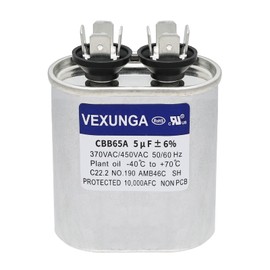VEXUNGA 45/5 uF 45+5 MFD 370V or 440V Dual Run Start Round A/C Capacitor 45 5 uF 370 440 Volt VAC CBB65B Air Conditioner Capacitors for AC Unit Fan Motor Start or Heat Pump or Condenser Straight Cool