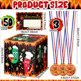 WinnerWhy Chili Cook off Contest Ballot Box with 50 Pcs Voting Cards and 3 Pcs Trophy Award Ribbons Medal for Chili Cook off Game Award Prizes Party Supplies Decorations Cook Chef (Assembly Needed)