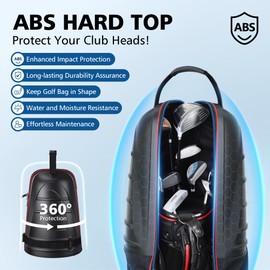 Golf Travel Bags for Airlines with Wheels, Hard Case Top and 1680D Heavy Duty Oxford Protect Golf Clubs, Lightweight and Easy to Maneuver, Black, Red and Blue