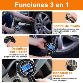 ADILIKADII Manómetro Digital de Presión para llantas, 3-200PSI Medidor de Presión de Neumáticos con Pantalla LCD, Manguera y Acoplador, Calibrador de Llantas Profesional para Coche Motocicletas Camión