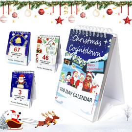 JAMSSOW 100 Day Christmas Countdown Calendar 2025, Advent Calendar 2025, Desktop Advent Calendar for Home Office Room Decor, Christmas Count Down Gift (with Week Dates)