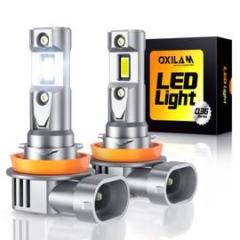 OXILAM H11 LED Bulb H8 H9, 40000LM 60W, 900% Ultra-Bright 6500K White Fog bulb, 5 Min Quick Install, 10 Years Lifespan, No Flicker, 99% Compatibility, Plug and Play, Pack of 2