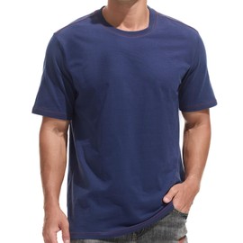 VEIISAR Men's Heavy Weight Crew Neck T-Shirt - Mens Premium Cotton Thick Tee Pre Shrunk Royal Blue XL
