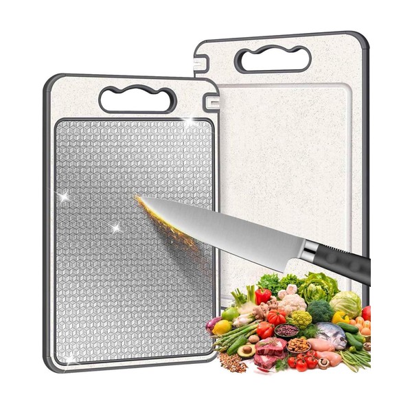 JEJA Stainless Steel Chopping Board for Kitchen, Double Sided Cutting