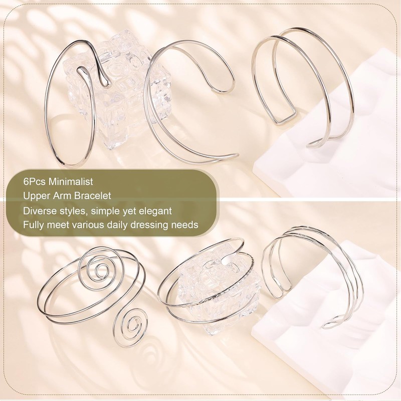 Hebterrka Upper Bangle Set Made of High-Quality Metal with 6