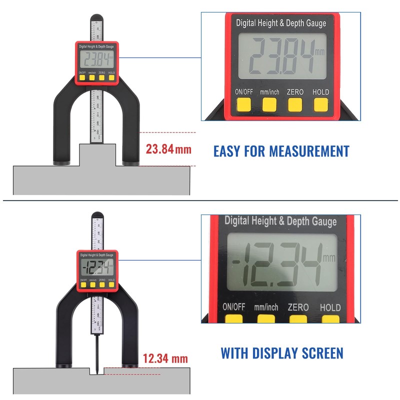 Gatuida Tools Digital Height Gauge Electronic Depth Gauge Tool Digital