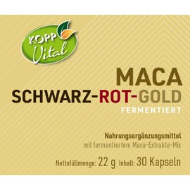 KOPP Vital® Maca Black Red Gold Fermented | 30 Capsules | 22 g | GMO Free | Three Maca Varieties | Aden-Ginseng | Natural Material