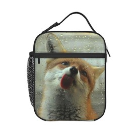 PrelerDIY Funny Fox Lunch Box - Insulated Lunch Bags for Women/Men/Girls/Boys Detachable Handle Lunchbox Meal Tote Bag