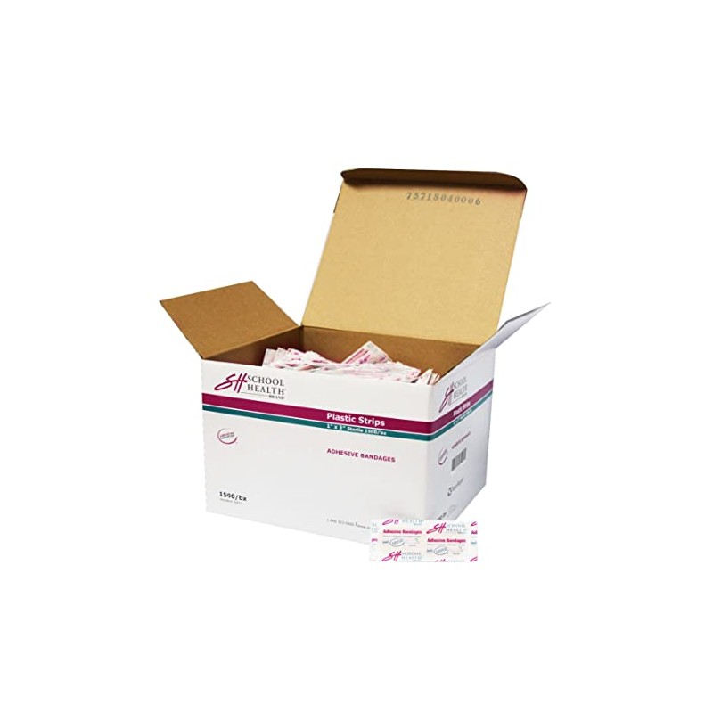 School Health - Adhesive Bulk Bandages, Plastic, 1" x 3"