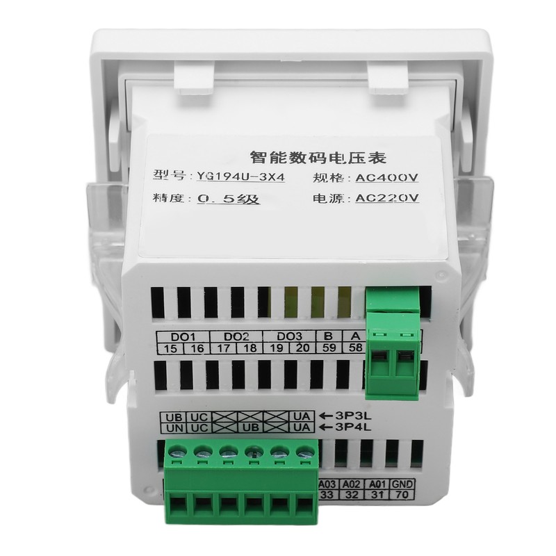 Intelligent Digital Voltmeter 3 Phase White ABS Flame Retardant Electricity