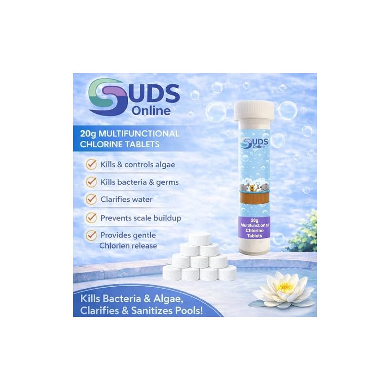 SUDS-ONLINE 20 x 20gram Chlorine Tablet Hot Tubs Swimming Pool