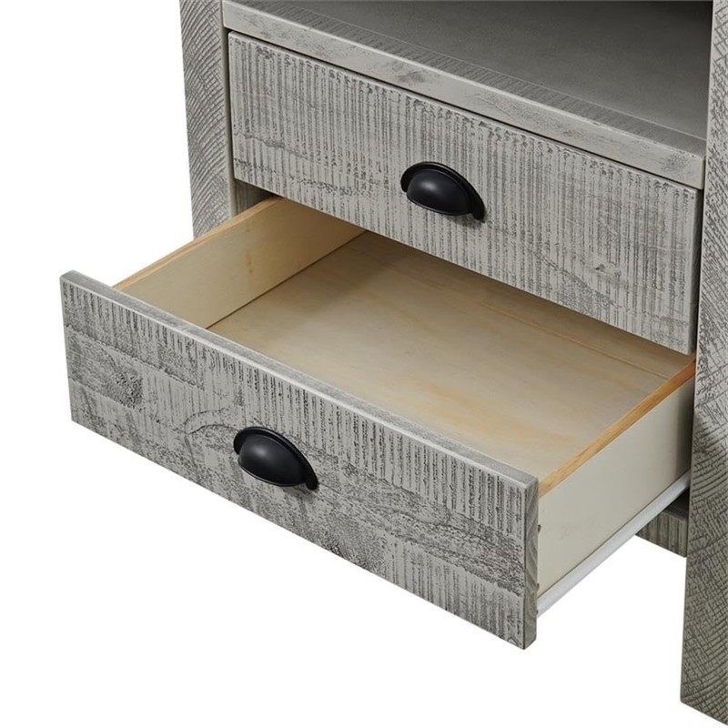 Arden 2-Drawer Wood Nightstand - Driftwood Gray, Rustic Finish with