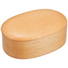 Alphax 905103 Wood Grain Lunch Box, 5.5 x 3.7 x 2.2 inches (14 x 9.5 x 5.5 cm), Beech, Hollow Out Oval Bento Box, Small