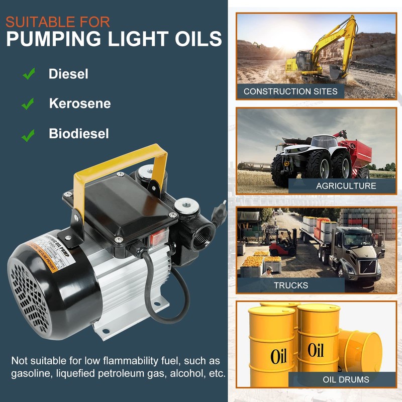 BLACKHORSE-RACING Self Priming 110V AC 16GPM 60L/min Oil Transfer Pump