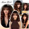 RUNM Short Bob Wavy Wigs for Women Black Mix Brown