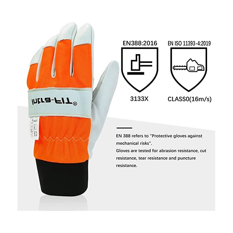 Intra-FIT Chainsaw Gloves Saw Protection on Left Hand Back, Cut-Resistance