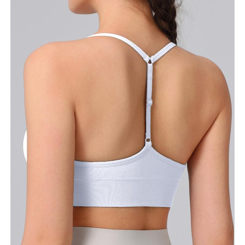 Women's Sports Bras Adjustable Y Back Spaghetti Strap Racerback Padded