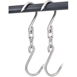 Alele Swiveling Meat Hook,12mm Heavy Duty Stainless Steel Processing Butcher Hooks - Large Fish,Hunting,Carcass Hanging Hook Pack of 2 (14.5 inch 12mm Swiveling Meat Hook-2p)