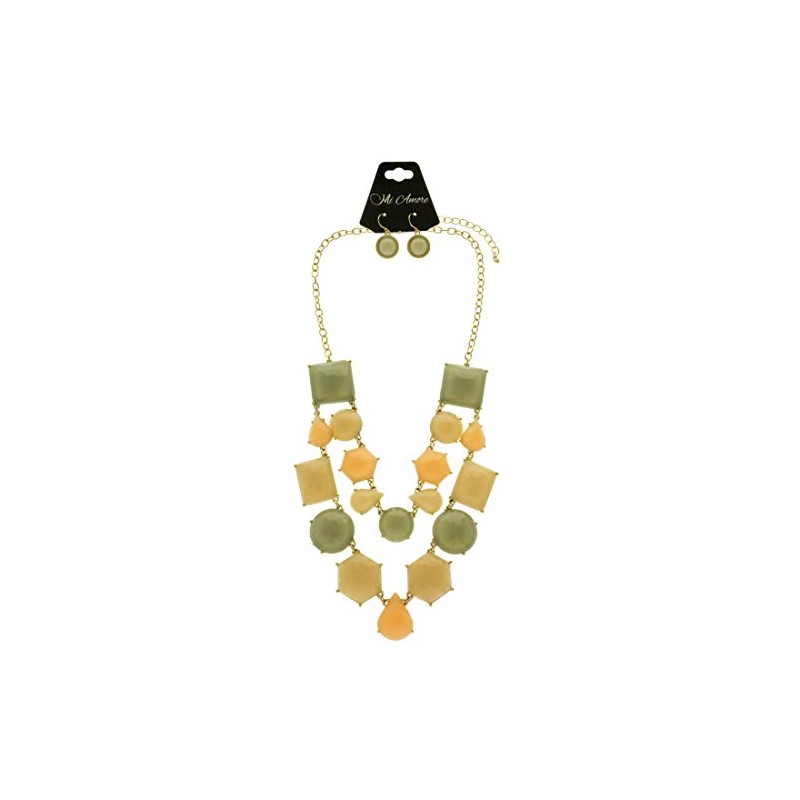 Mi Amore Necklace-Earring-Set Peach/Green