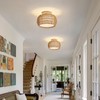 Rattan Ceiling Light Fixture，3 Style Options Boho Flush Mount Ceiling