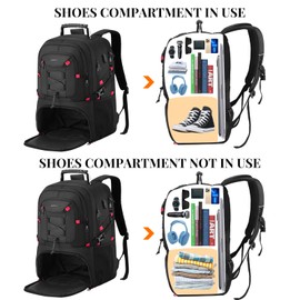 YAMTION Men Laptop Backpack 18.4in with Shoe Compartment for Gym Camping,Large Carry On Travel Bag,Boys College Bookbag School Backpack for Women