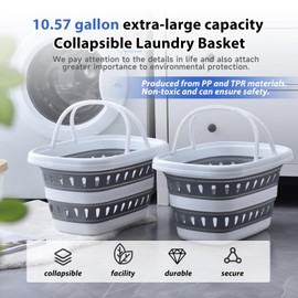 Monozuki Collapsible Plastic Laundry Basket 10.6 gallon(40L) Eco-recycled material- Foldable Pop Up Storage Container/Organizer - Space Saving Hamper/Basket BPA Free