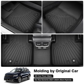 Powerty Floor Mats for 2021-2025 Kia Sorento (Non-Hybrid) Accessories All Weather Floor Liner 3D TPE 1st & 2nd Row Floor Mat Heavy-Duty Floor Liners