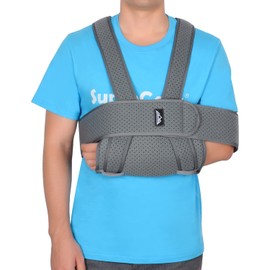 supregear Arm Sling Shoulder, Adjustable Comfortable Shoulder Sling Immobiliser Sling Swathe Breathable Shoulder Support for Injured Arm/Hand/Elbow, Dark Grey