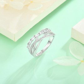 starchenie Women's Rings 925 Sterling Silver 5A Cubic Zirconia Infinity Promise Crossed Anniversary Love Knot Ring