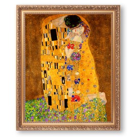 The Kiss by Gustav Klimt Framed Size:22x26 inches,Image Size:16x20 inches,Gold Frame The World Classic Art Reproductions,Wall Art for Home Decor